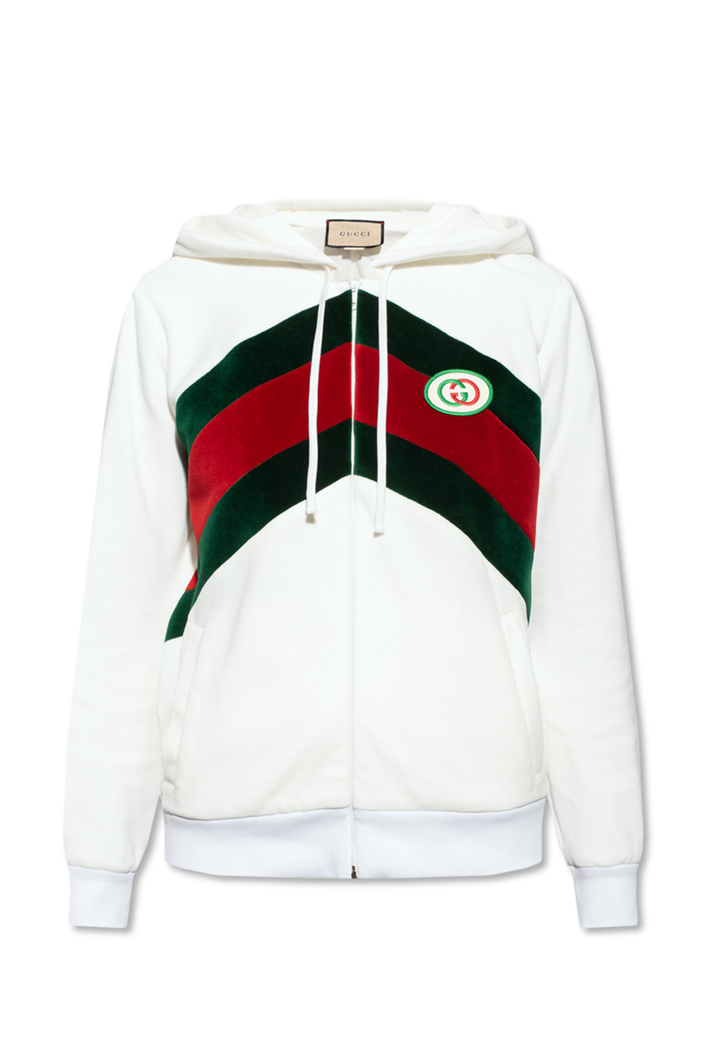 SchaferandweinerShops Turkmenistan White Hoodie with logo Gucci GUCCI LOGO PATCHED HOODIE